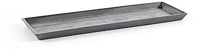 Ecopots Untersetzer für Blumentopf Berlin - rechteckig - Außen 45 x 15 cm/Innen 42 x 14 cm - grau - Unterteller für Pflanzentopf aus Recycling Kunststoff - Topfuntersetzer modern Indoor und Outdoor