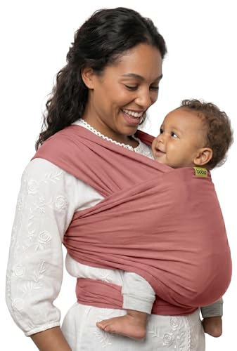 Boba Wrap - Fascia Elastica Porta Bebè Neonato, Portabimbo Facile dalla nascita a 15kg (Dusty Pink)