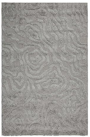Wecon Home In-& Outdoor Teppich von Esprit wetterfest und farbecht mit Hoch-Tief-Effekt für Balkon, Terrasse, Garten, Küche, Flur, Wohnmobil und Camping – Soul Jack (80 x 150 cm, grau)