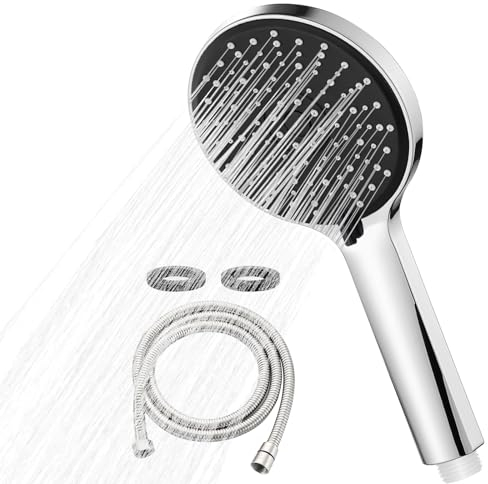 Colist Duschkopf und Schlauch, 2 m, Hochdruck-Duschköpfe mit 5 Sprühmodi, verstärkender Duschkopf, leistungsstarker Duschkopf für niedrigen Wasserdruck (schwarz)