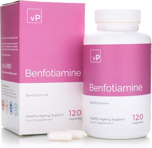 vP Vitality Pro Benfotiamine Vitamin B1 Supplement, 120 Capsules - Fat Soluble 300mg B1 Vitamin for Heart & Cognitive Support - Easy to Swallow Vegan Dietary Supplements for Men & Women