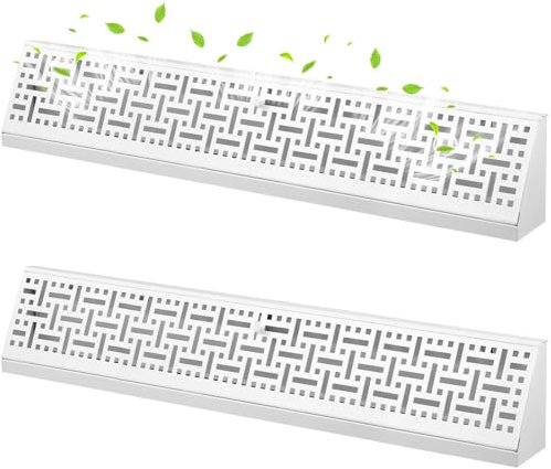Landhoow 2 Pcs 24 Inch Baseboard Register Diffuser, Vent Covers for Home Floor Wall Baseboard Vent Covers Supply Floor Register Diffuser,White