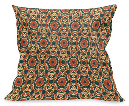 ABAKUHAUS Mosaik Kissenbezug, Oriental arabische marokkanische Blumenkeramikfliese Muster Zu Effekte, Kissenhülle mit Reißverschluss Beidseitiger Druck, 40 x 40 cm, Dunkel Teal und Vermilion
