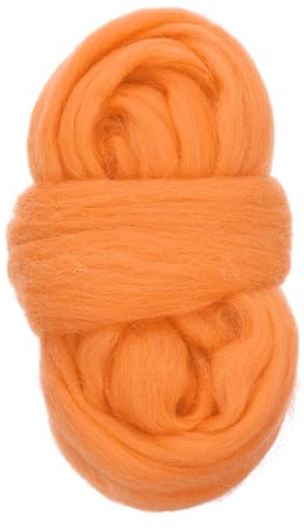 QUARKZMAN Aguja Fieltro Lana, 1.76oz Natural Fibra Lana Mecha Hilo Lana Fieltro Suministros para Aguja Fieltro Hilo Bricolaje Manualidades, Naranja