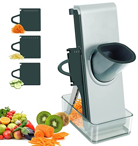 Trancheuse à mandoline sûre for, trancheuse 5 en 1, artefact de hachage de cuisine, coupe-légumes multifonctionnel, trancheuse de viande, de tomate et de pomme de terre, hachoir avec récipient/517