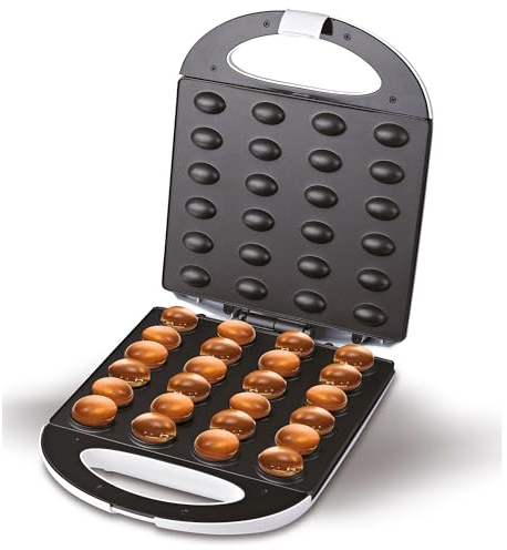 Mesko MS3081 Gofrera Hornillo Eléctrico para Pastas en Forma de Nuez, Oreshki Rellenas de Crema, 24 Mitades de Galletas Horneadas en 2 Minutos, Placas Antiadherentes, Nut Maker Blanco, 1600W