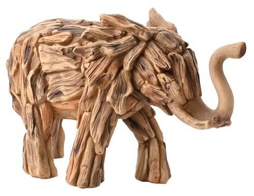 Widdop and Co. - Naturecraft - Colección Driftwood - Estatua de elefante de pie con efecto de madera/figura/adorno decorativo - Artículos para el hogar para los amantes de los animales y entusiastas
