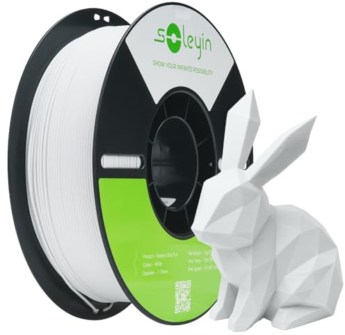 SOLEYIN Ultra PLA Filament 1.75mm Weiß, 3D Drucker Filament 1kg Hochgeschwindigkeit 30-300mm/s Umweltfreundliche, für die meisten 3D-Drucker Creality Ender K1 K1C K2 plus