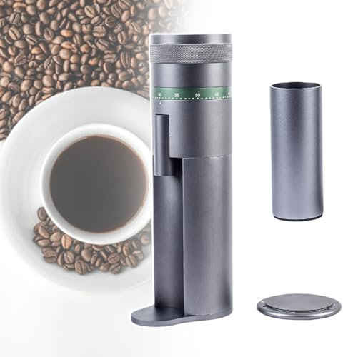 HCAUYNN MáQuina De Café con Muelas para Oficina, Ajuste De RotacióN Continuo, con Cuchilla CóNica De 7 Dientes, 0-60 Niveles De Finura De Molienda Ajustable, con Embudo,220V