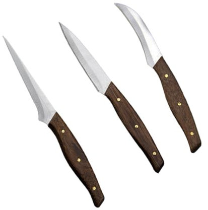 Cabilock Coltelli Da Intaglio Frutta Set Da 3 Pezzi in Acciaio Resistente Manico in Legno, Strumenti Per Intagliare Frutta Resistenti e Affilati Per Uso Professionale e Domestico