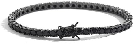 Diamant-Armband 3–5 mm schwarze Tennisarmbänder for Damen, 18 Karat vergoldet, klassisches Armband mit simuliertem Diamant, runder Schliff, CZ-Armbänder for Damen, Hochzeit, Braut, Abschlussball(Black