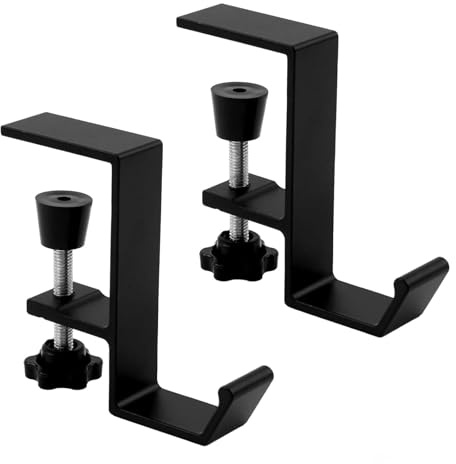 NONEOYNO Headphone Hanger (Black, 2pcs), 360° Swivel Adjustable Headphone Stand with Desk Clamp, Universal Headset Holder and Headphone Hook for Gaming, Office and Home, Sturdy Headphone Holder