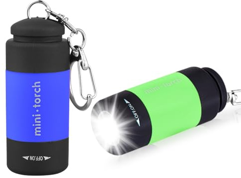 mizikuu Mini Linterna LED, 2 piezas Linterna Niño Portátiles de Premium Ligero y Duradero Impermeable Linterna con Cordón Multi Colores Mini Linterna Llavero para Ciclismo, Camping, Montañismo