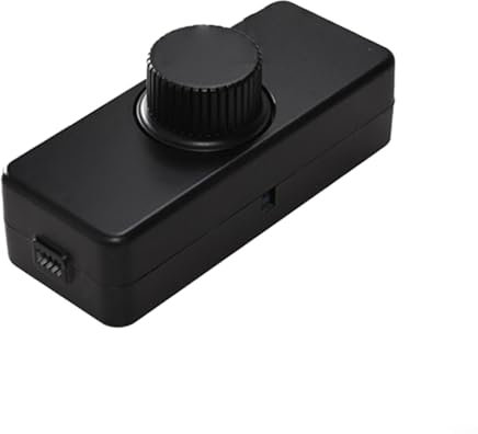 Interruttore dimmer in linea da 220-240 V con manopola on/off rotante per lampadine alogene a incandescenza a LED a risparmio energetico (nero)