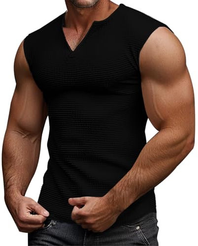 Ärmelloses Kompressions-T-Shirt für Herren, Outdoor-Sport, für Bodybuilding und Muskeln, für athletisches Training, Gymnastik, Tanktop, Herren, Schwarz , M