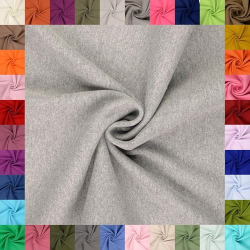 fingsi Stoffe Mira Bündchenstoff Feinstrick Schlauchware Coupon Uni - 34cm Schlauchbreite - 95% Baumwolle, 5% Elasthan (49. Mittelgrau meliert 0,5m)