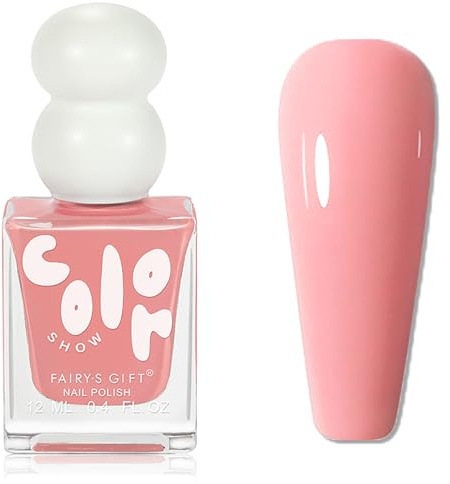 Coral Pink Nail Polish - 12ml Pastel Pink Nail Varnish - 60 Seconds nail polish Quick Dry - Long Lasting Nail Varnish No Chip - Breathable nail polish for Women Girls DIY Nail Art - No Need UV