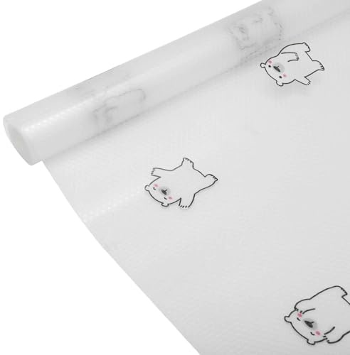 CAPASTEC Tapis De Tiroir, Tapis Antidérapant Pour Tiroirs, Motif Ours Tapis De Tiroir De Cuisine, Tapis Pour Réfrigérateur Pour Tiroirs Étagères Placard Réfrigérateur, 45X300Cm, Blanc