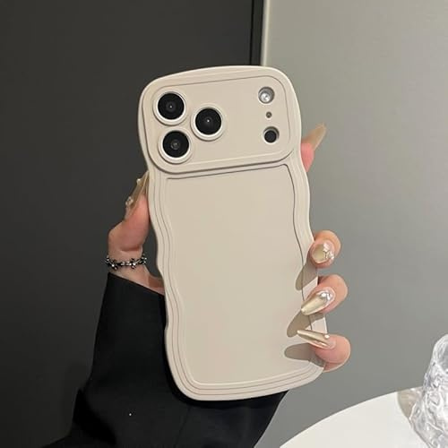 UEEBAI Wave Frame Case for iPhone 17 Pro, Cute Wave Frame Slim Fit Shockproof Phone Bumper Cover Soft Pretty Curly Wavy Case Anti-Scratch TPU Cover - White