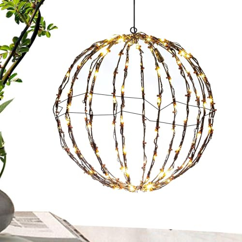 Luci Sfere Esterno - Luci Natalizie Sfere Pieghevoli | Nuove Decorazioni a Globo per Portico Cortile Patio Alberi Serata Matrimonio Festività Interni