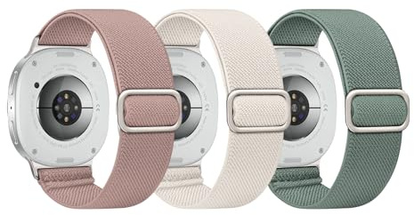 3-pack elastiskt armband för Samsung Galaxy Watch 8 armband 40 mm 44 mm/Galaxy Watch 8 Classic 46 mm, vattentätt nylonband ersättningsarmband för män kvinnor