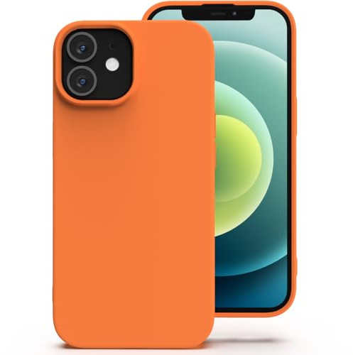 Zuvirelx Silikon Handyhülle für iPhone 12/12 Pro Hülle, Weiches Griff, Dünne, Minimalistisch, Stoßfest, rutschfest, Taschenpassend - Orange