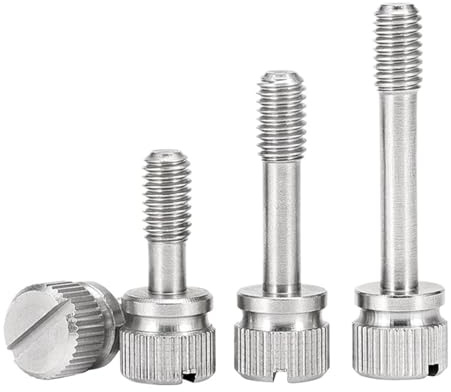LIUCH M2 .5 M3 M4 M5 M6 M8 GB839 304 Tornillo cautivo de cabeza corta ranurada acero inoxidable Tornillos moleteados con pulgar antiaflojamiento Pernos(6mm,M2.5-5pcs)