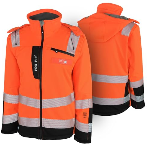 PRO FIT Winter Warnschutz-Softshelljacke in Gr. S-4XL - reflektierende Arbeitsjacke - EN ISO 20471 Kl.3 - wasserabweisend & winddicht