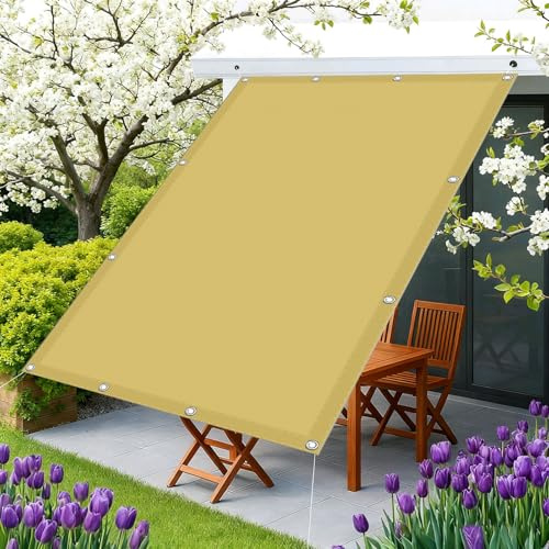 Vela Ombreggiante 2 x 3 m Impermeabile Protezione, Protezione Raggi UV Telo Tenda da Sole con Funi di Tensione per Esterno, Giardino e Terrazza, Piscina, Color Crema
