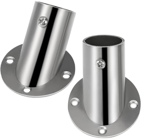 LIFKOME Support de Tringle D'angle en Acier Inoxydable 26 Mm, 2 Pièces, Base de Fixation Murale pour Barre Rideau ou Porte-serviettes, Support Stable et Résistant à L'humidité, Accessoire