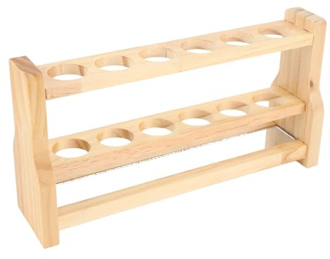 BONKZEBU Reagenzglasständer aus Holz, Stabiler und Eleganter 6-Loch-Halter für Laborarbeitsplätze, Material Kiefernholz (26mm)