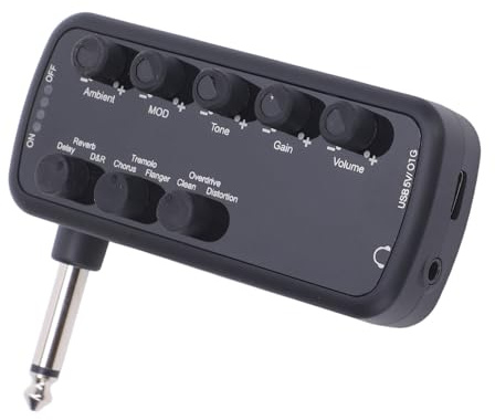 Generic Amplificatore per Cuffie per Chitarra Elettrica Ricaricabile Modulazione del Suono Precisa per Distorsione Overdrive USB Ricaricabile per Artisti