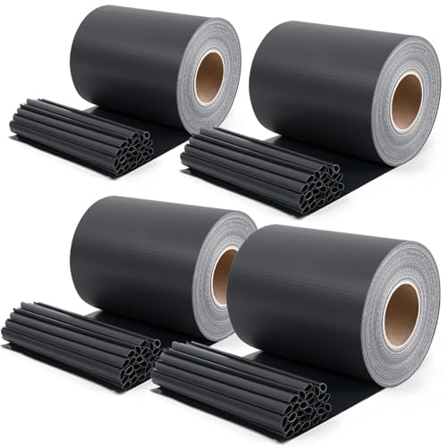 Sekey 4 Stück x PVC Sichtschutzstreifen für Doppelstabmatten 35m x 19cm - 26 Befestigungsclips, Doppelstabmattenzaun Sichtschutz, Anti-UV Wetterfest Stabmattenzaun Windschutz für Garten, Anthrazit