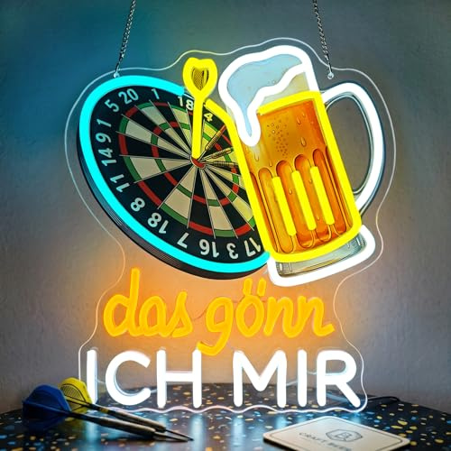 Astuddy Das gönn ich mir Neon Schild, Darts Bier Neon Schild, USB Dart LED Neon Licht für Bar, Dimmbar Bier Neon Sign für Schlafzimmer Kneipe Party Männerhöhle Wanddeko, Geschenk für Männer