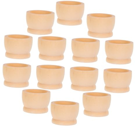 HINTRMENT 20pcs Wooden Egg Cups Easter Egg Holder Display Stand for Home Decoration Storage Easter Tray