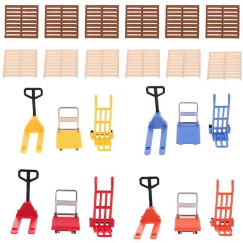 Mini carretilla elevadora, pequeños juguetes de construcción para niños, juego de simulación de tráfico realista con carro de mano y gatos de paleta para decoración de escritorio para uso diario