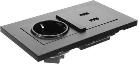HAPINARY Prise Murale Encastrable avec Double USB et Prise Deux Chargeur Européen Noir pour Maison Hôtel et Bureau