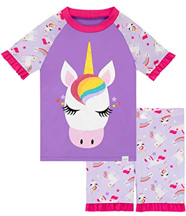 Harry Bear Girls Glitter Unicorn Swim Set Two Piece Kids Swimming Costume Purple Age 3 to 4 Years