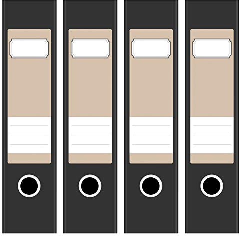 Ordneretiketten breit selbstklebend - beige hellbraun - 4 Etiketten für Aktenordner | Design Ordnerrücken Ordner Aufkleber beschriftbar, ca. 19 × 6 cm – Made in Germany