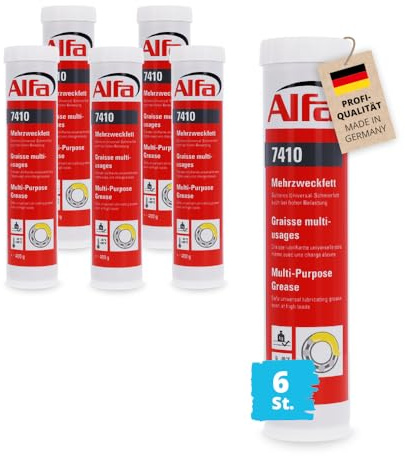 6x Alfa Mehrzweckfett 400 ml – Universelles Lithiumfett & Schmierfett | Profi-Qualität - Langzeitfett für Gleit- & Kugellager - temperaturbeständig von -30°C bis +120°C - wasserbeständig