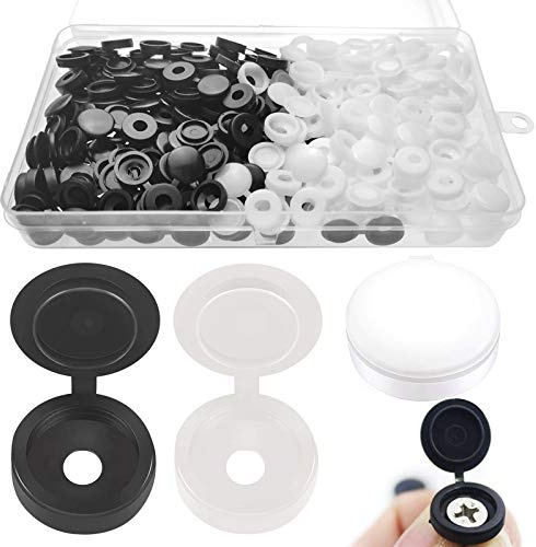 xianzhanEU 200 PCS Schrauben Abdeckkappen, Hochwertiger Kunststoff Schraubenabdeckung für Schutz von Schrauben, mit Box (Schwarz/Weiß)