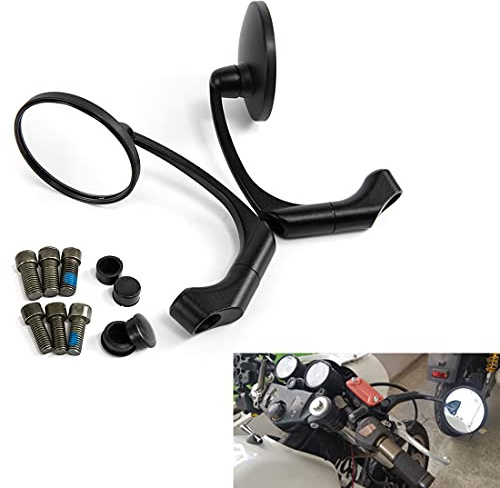 Runder Motorrad Seitenspiegel Universal 10mm Motorrad-Rückspiegel für Cafe Racer (Schwarz)