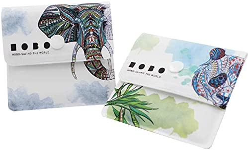 LTZB 2 bolsillos ceniceros de bolsillo gris PVC ignífugo sin perfume compacto portátil Panda de diseño único y gran diseño de elefante