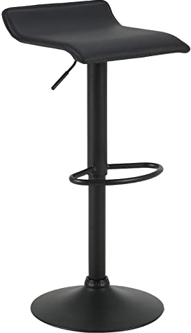 WOLTU Barhocker, Höhenverstellbarer Barstuhl, 360° drehbarer Bistrohocker mit Fußstütze, aus Kunstleder Metall, für Bar Küche Theke Café, Schwarz+Schwarz