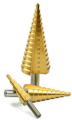 Bohrschrittbits. Metric Wendelnut pagodenförmigen Loch Fräser mit Körner Holzschneider 4-12/20 / 32mm HSS-Stahl Kegel Feststufenbohrer bohren, (Color : 3pcs 4 12 20 32 Bag)
