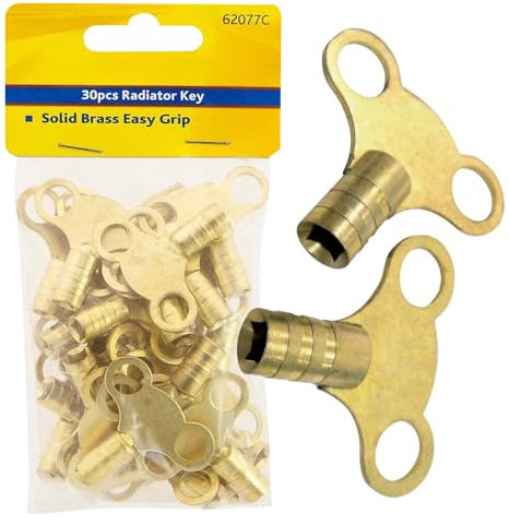 Set of 30 Solid Brass Radiator Keys - Plumbing Bleed Key | Bleeding, Venting, Air Valve | Household | DIY | 30Pc | Easy Grip | Heating Repairs
