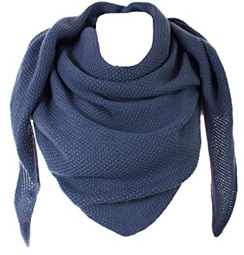 FASHION YOU WANT Damen XXL Strick Dreieck Schal mit Reiskorn Strickmuster in Unifarben, Schal, Leichtes Tuch