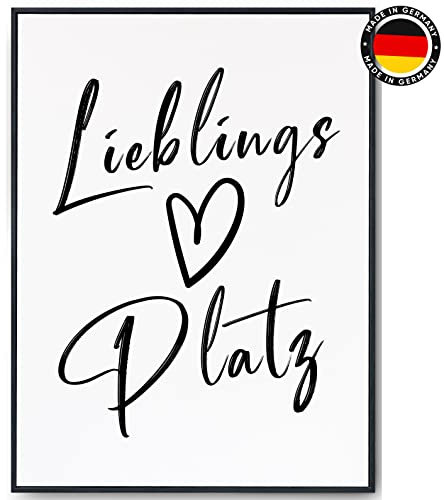 JOPRICO Spruch Poster, A3, Wanddeko Wohnzimmer, Esszimmer, Küche, schwarz-weiß Bild Typografie ohne Rahmen, Wanbilder Wohnzimmer, Lieblingsplatz