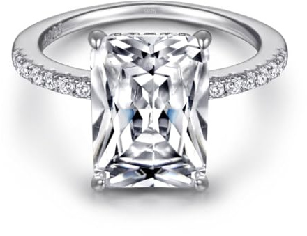 Luxuriöser Baguette Damenring aus 925 Sterling Silber in Weiß für Damen mit Stein I Ring mit Zirkonia Steinen und Profischliff I Schmuck in Juweliersqualität (62)
