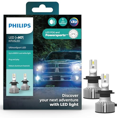 Philips UltinonSport H7 LED Bulb for Fog Light and Powersports Headlights, 2 Pack